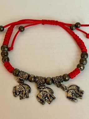 Red Elephant Charm Adjustable Bracelet Boho Beaded Bracelet